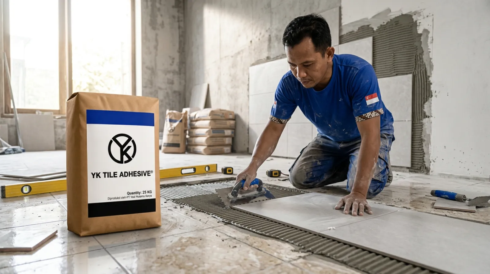 Pasang keramik di atas keramik lama dengan tile adhesive on-tile